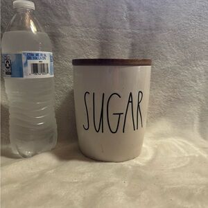 Rae Dunn White Sugar Canister with Brown Lid